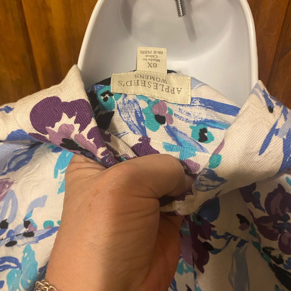 Appleseed's Women's Floral Hibiscus Jacket Blazer Grandmacore Boho Watercolor - Picture 9 of 14